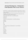 Advanced Nursing Care &ndash; Perioperative Exam Questions With Correct Answers