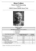 Case Study Heart Failure, Home Health Reasoning 1 of 2, Home Health Nurse Visit, Frank Smith, 75 years old, (Latest 2021) Correct Study Guide, Download to Score A