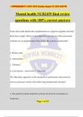 Mental health NUR2459 final review questions with 100&percnt; correct answers