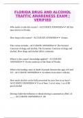 FLORIDA DRUG AND ALCOHOL TRAFFIC AWARENESS EXAM &vert;VERIFIED