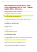 PHI 2000 Introduction to Ethics Final Exam Sophia Ethics Milestones