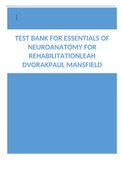  TEST BANK FOR ESSENTIALS OF NEUROANATOMY FOR REHABILITATION LEAH ADVORAK PAUL MANSFIELD