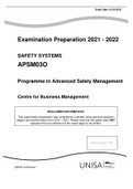Safety Systems: APSM03O Examination Preparation 2021 - 2022