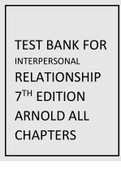 TEST BANK FOR INTERPERSONAL RELATIONSHIP 7TH EDITION ARNOLD ALL CHAPTERS