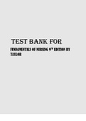  TEST BANK FOR FUNDAMENTALS OF NURSING 9TH EDITION BY TAYLOR