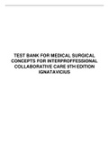 TEST BANK FOR MEDICAL SURGICAL CONCEPTS FOR INTERPERSONAL COLLABORATIVE  9TH EDITION IGNATAVICIUS