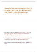 D027 ADVANCED PATHOPHARMACOLOGICAL FOUNDATIONS EXAM UPDATED QUESTIONS AND CORRECT ANSWERS GRAIDED A&plus;
