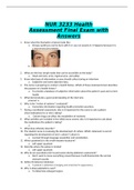 NUR 3233 Health Assessment Final Exam with Answers Already Graded A+