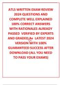 ATLS WRITTEN EXAM REVIEW 2024 QUESTIONS AND COMPLETE WELL EXPLAINED 100&percnt; CORRECT ANSWERS  WITH RATIONALES ALREADY PASSED  VERIFIED BY EXPERTS AND GRADED A&plus;  LATEST 2024 VERSION WITH 100&percnt; GUARANTEED SUCCESS AFTER DOWNLOAD &lpar;ALL YOU NEED TO PASS YOUR EXAMS&rpar;