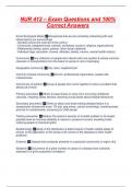 NUR 412 &ndash; Exam Questions and 100&percnt; Correct Answers