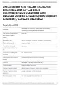 LIFE ACCIDENT AND HEALTH INSURANCE EXAM 2024-2025 ACTUAL EXAM COMPTREHENSIVE QUESTIONS WITH DETAILED VERIFIED ANSWERS &lbrack;100&percnt; CORRECT ANSWERS&rsqb; &sol; ALREADY GRADED A&plus;