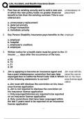 LIFE ACCIDENT AND HEALTH INSURANCE EXAM 2024 ACTUAL EXAM COMPLETE 300 QUESTIONS WITH DETAILED VERIFIED ANSWERS &lpar;100&percnt; CORRECT ANSWERS&rpar; &sol; ALREADY GRADED A&plus;