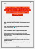 Oracle EPM Planning Certification Exam Questions with Correct Verified Solutions 100&percnt; Guaranteed Pass &lpar;Latest Update&rpar;