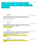 NUR 2115 EXAM 1&lpar;LATEST 2020&rpar;&comma; FUNDAMENTALS OF PROFESSIONAL NURSING&period;
