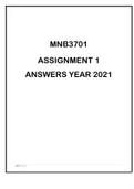 MNB3701 ASSIGNMENT 1 ANSWERS YEAR 2021