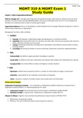 MGMT 310 A MGMT Exam 1  Study Guide | Latest for A grade 