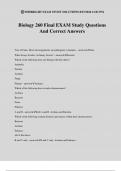 Biology 260 Final EXAM Study Questions And Correct Answers