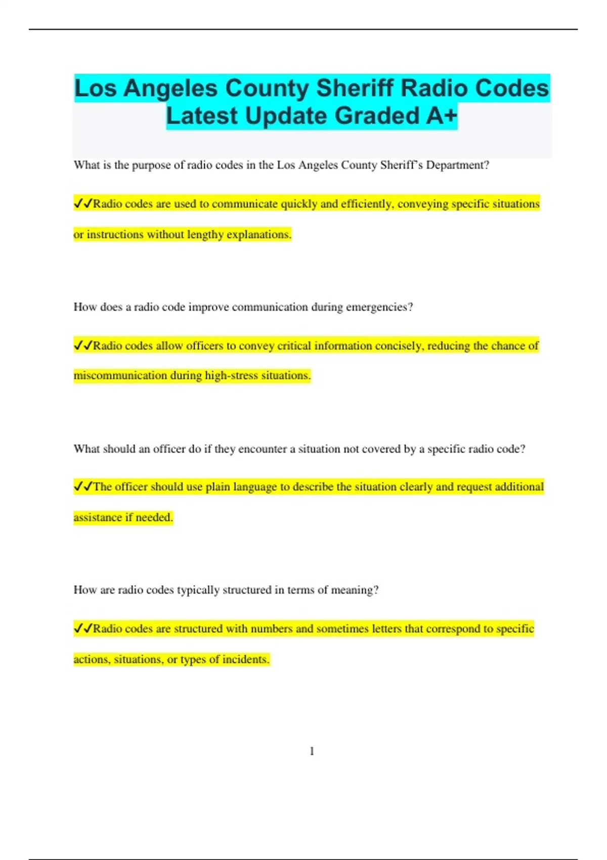 Los Angeles County Sheriff Radio Codes Latest Update Graded A+ - Los ...