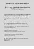CA PT Law Exam Study Guide Questions And Correct Answers