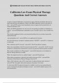California Law Exam Physical Therapy Questions And Correct Answers