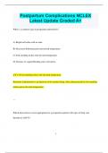 Postpartum Complications NCLEX  Latest Update Graded A&plus;