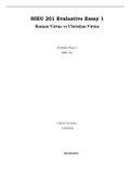 HIEU 201 Evaluative Essay 1 Roman Virtue vs Christian Virtue &vert;Latest&vert;