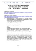 Psychiatric-Mental Health Nursing-Videbeck EXAM bank