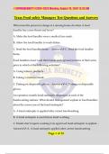 Texas Food safety Managers Test Questions and Answers