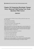 Chapter 18&colon; Postpartum Physiologic Changes Perry&colon; Maternal Child Nursing Care&period; Exam Questions With Correct Answers