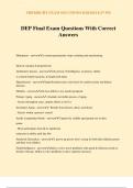 DEP Final Exam Questions With Correct Answers