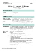 Biology 121&colon; Molecular Cell Biology Syllabus  by Dr&period; Kimberly Mulligan