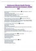 Adolescent Mental Health Review Questions and Correct Answers -NURS 647