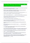 Florida Teen Driving School DHSMV Test Exam Questions and Answers