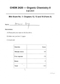 CHEM 2420 ---Organic Chemistry II Fall 2015 Mid-Exam]-18 (Form A)