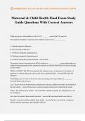 Maternal & Child Health Final Exam Study Guide Questions With Correct Answers