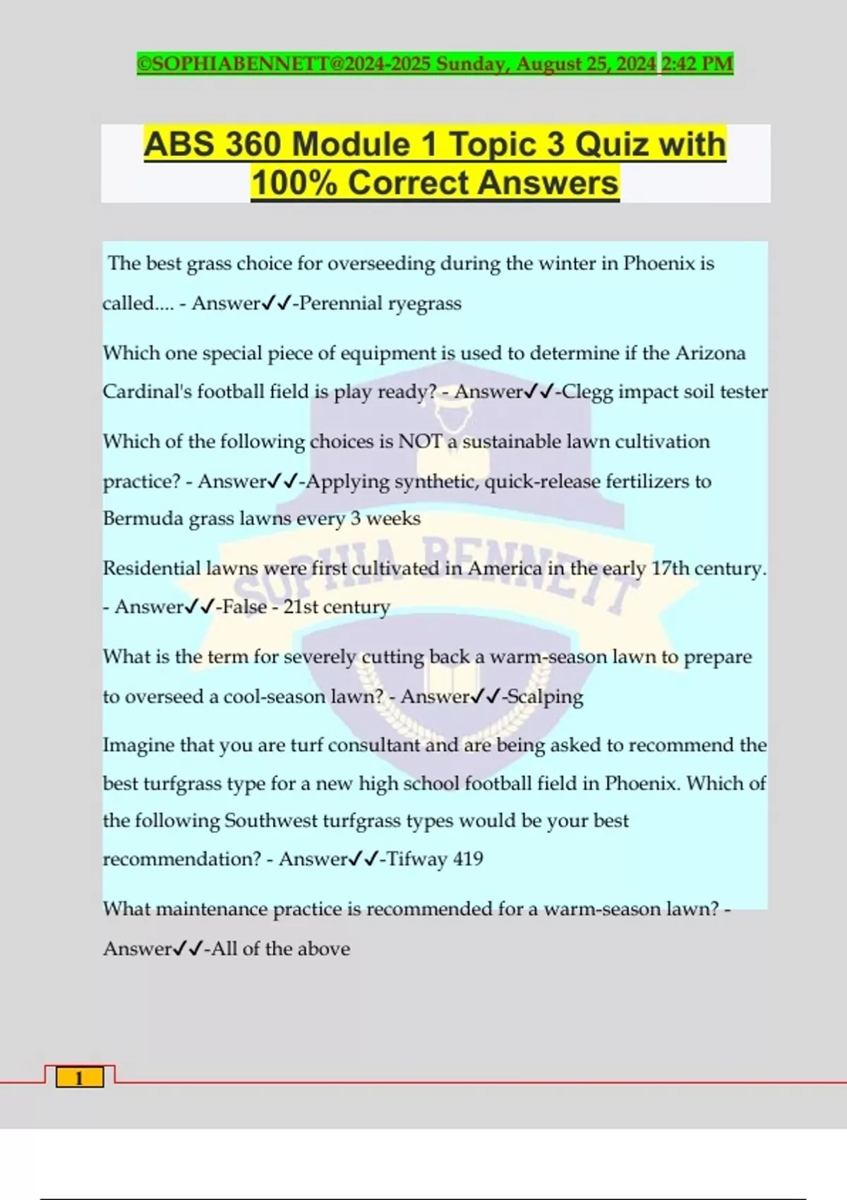 ABS 360 Module 1 Topic 3 Quiz with 100% Correct Answers - ABS 360 ...