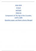 AQA 2024 A-level HISTORY 7042&sol;1A Component 1A The Age of the Crusades&comma; c1071&ndash;1204 Question paper and Mark scheme Merged