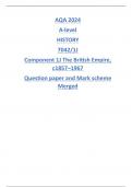 A-level HISTORY 7042&sol;1J Component 1J The British Empire&comma; c1857&ndash;1967 Question paper and Mark scheme Merged