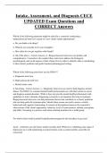 Intake&comma; Assessment&comma; and Diagnosis CECE  UPDATED Exam Questions and  CORRECT Answers