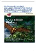 GCSE EDEXCEL BIOLOGY EXAM 2024&sol;2025 &vert; ACCURATE AND VERIFIED EXAM QUESTIONS AND ANSWERS FOR GUARANTEED PASS &vert; LATEST UPDATE