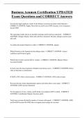 Business Acumen Certification UPDATED  Exam Questions and CORRECT Answers