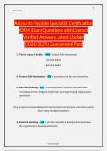 Accounts Payable Specialist Certification &ndash; IOFM Exam &lpar;2025&rpar; &ndash; Verified Questions & Correct Answers &vert; Guaranteed Pass