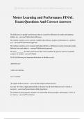 Motor Learning and Performance FINAL Exam Questions And Correct Answers