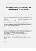 Motor Learning and Performance Exam Questions And Correct Answers