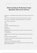 Motor learning & Performance Exam Questions And Correct Answers