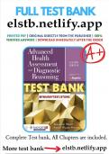 Test Bank for Advanced Health Assessment and Diagnostic Reasoning 4th Edition Rhoads 2024 RATED A&plus;&plus;&plus;&plus;