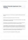 Indiana Pesticide Applicator Core Training Exam Questions and Answers