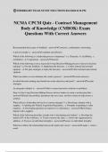 NCMA CPCM Quiz - Contract Management Body of Knowledge &lpar;CMBOK&rpar; Exam Questions With Correct Answers