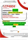 LCP4804 ASSIGNMENT 1 QUIZ MEMO - SEMESTER 2 - 2024 - UNISA - DUE &colon; 30 AUGUST 2024 - UNIQUE NUMBER&colon;- &lpar;DISTINCTION GUARANTEED&rpar;