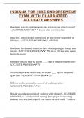 INDIANA FOR-HIRE ENDORSEMENT EXAM WITH GUARANTEED ACCURATE ANSWERS